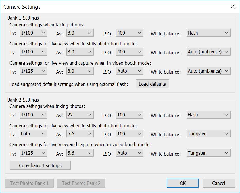 m50 camera settings